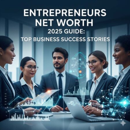 Successful entrepreneurs reviewing financial charts showing wealth growth in 2025