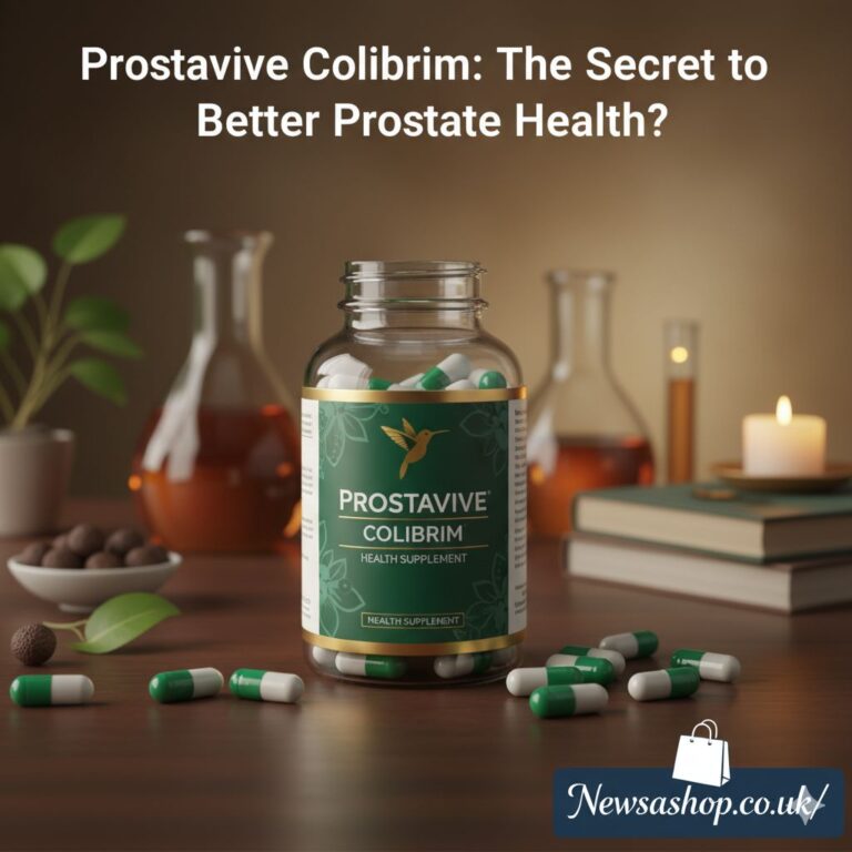 A close-up of Prostavive Colibrim capsules next to a saw palmetto plant, symbolizing natural prostate health support.