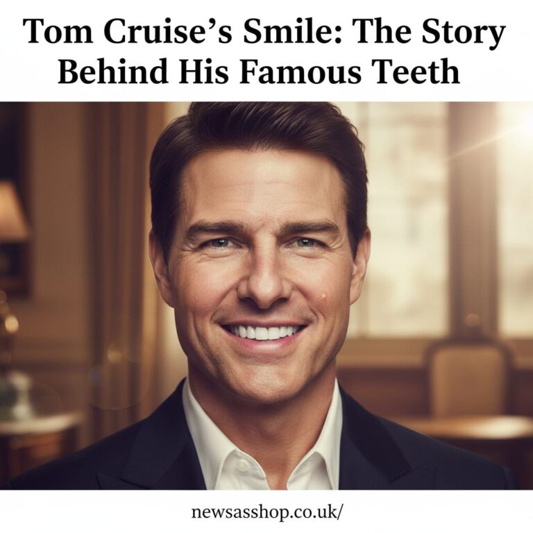 A side-by-side comparison of Tom Cruise's teeth from his early career and his current perfect smile.