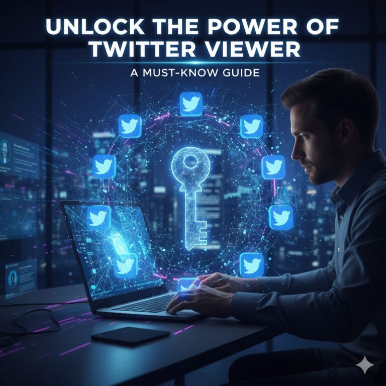 An illustration showing a person looking through a magnifying glass at a screen displaying social media icons.