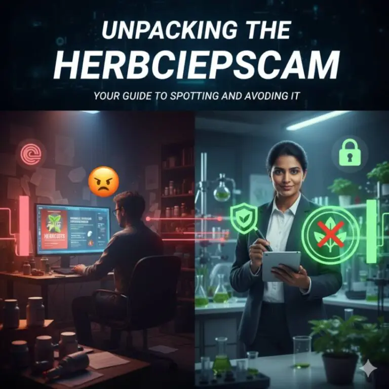 A collage of herbal supplement bottles with a red warning sign overlay, representing the concept of a herbciepscam.