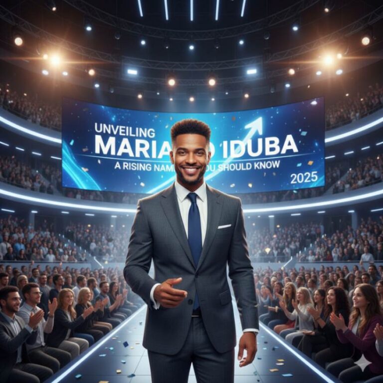 A professional and modern portrait of a smiling Mariano Iduba, representing innovation and creativity.