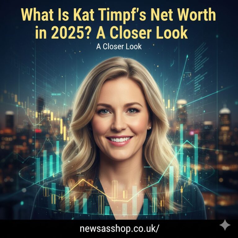 A professional portrait of Kat Timpf smiling in a television studio setting.