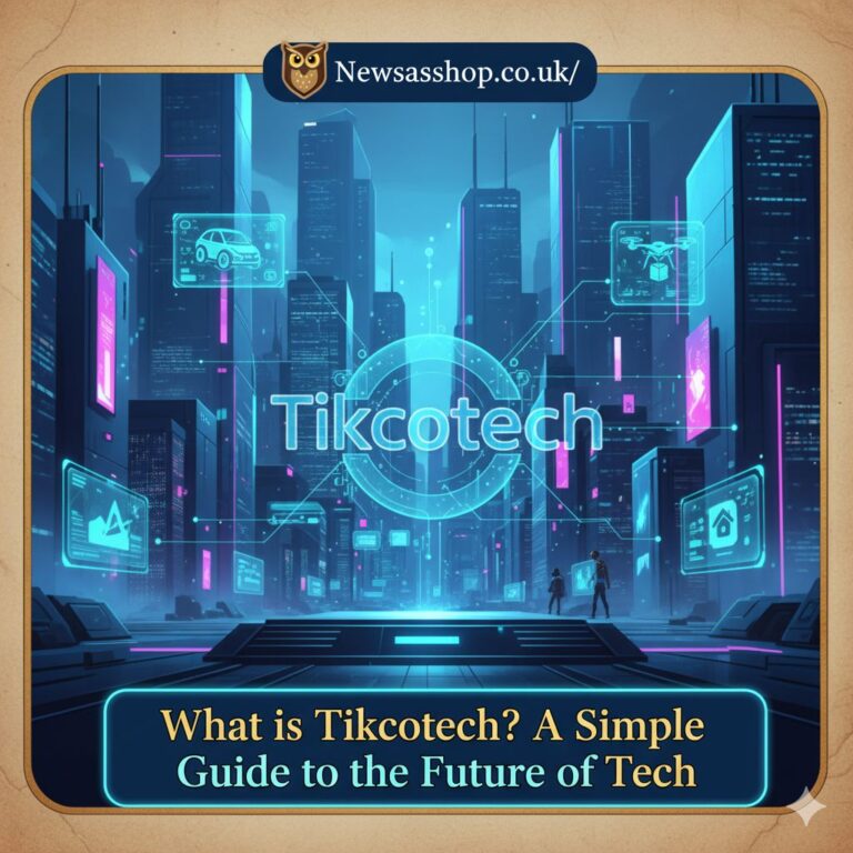 An abstract digital graphic with interconnected nodes and glowing lines, representing the network of technologies within the tikcotech framework.