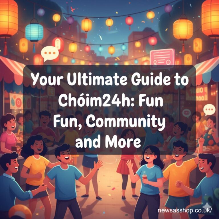 A colorful graphic with a game controller and community icons representing the fun and social aspects of chóim24h.