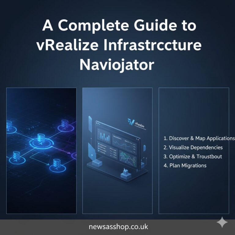 A network diagram showing interconnected application and server icons, representing the mapping function of vRealize Infrastructure Navigator.