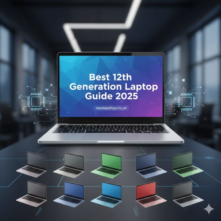 Sleek 12th generation laptop on desk running productivity apps.