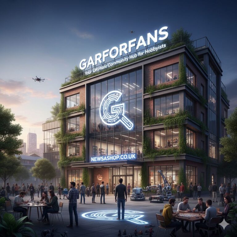 A diverse group of people engaging in various hobbies, with the Garforfans logo subtly displayed on a laptop screen.