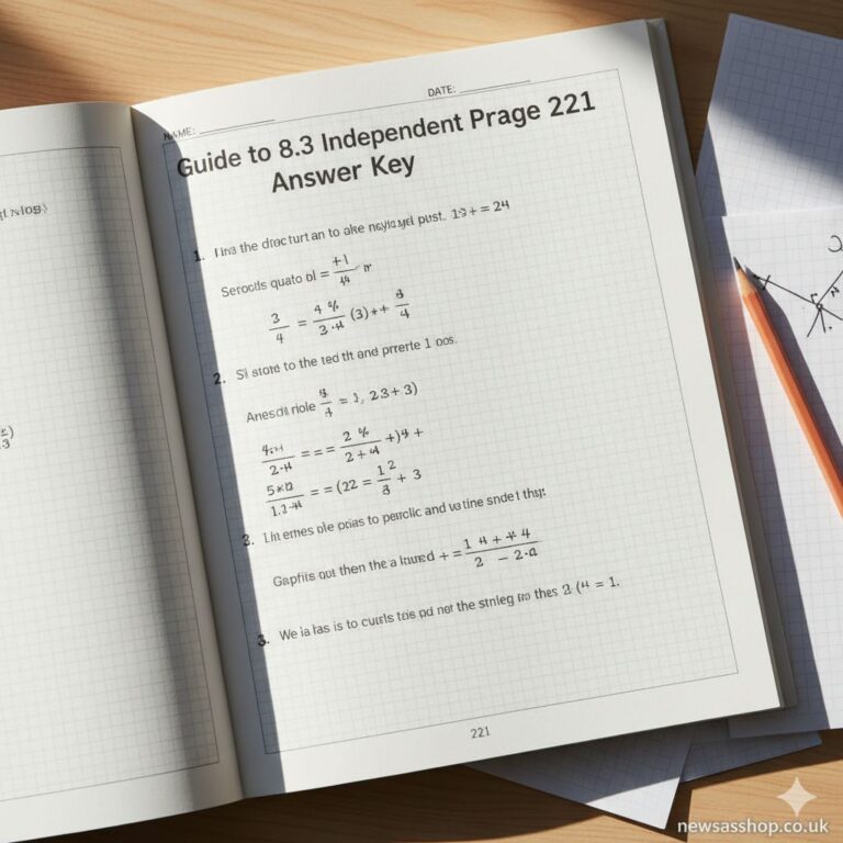 A student sitting at a desk with an open math textbook and a notebook, looking thoughtfully at a page with graphs and equations.