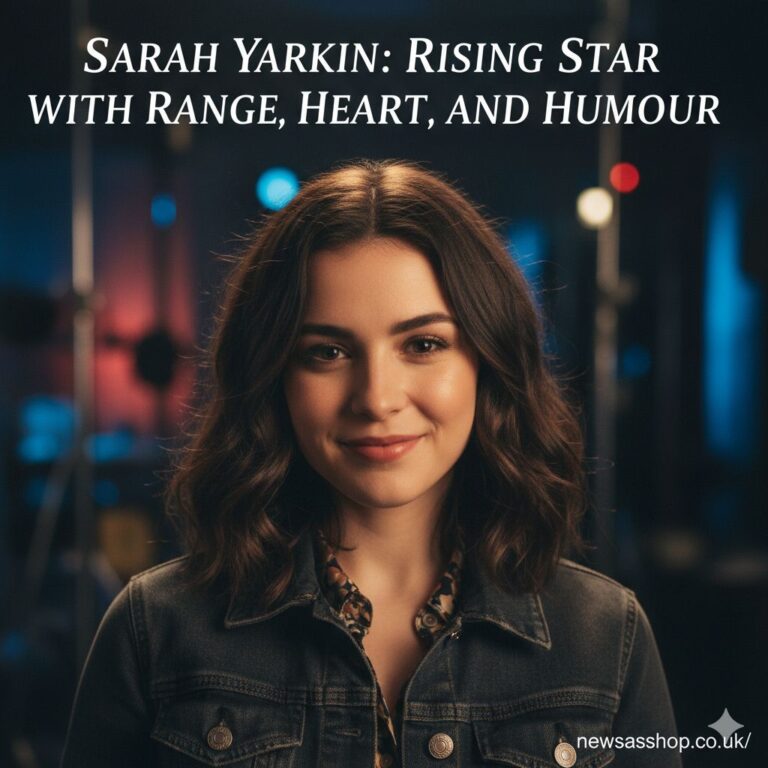 Sarah Yarkin: Rising Star with Range, Heart, and Humour Sarah Yarkin on set with soft lights, thoughtful expression