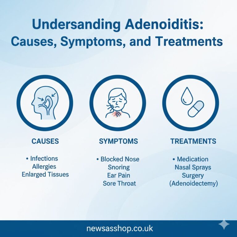 A medical illustration showing the location of the adenoids in a child's head, with a focus on inflamed adenoid tissue.