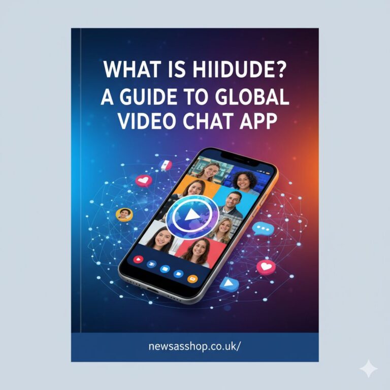 A collage of diverse, smiling faces in video chat windows on a smartphone, representing the global connections made on the HiDudee app.